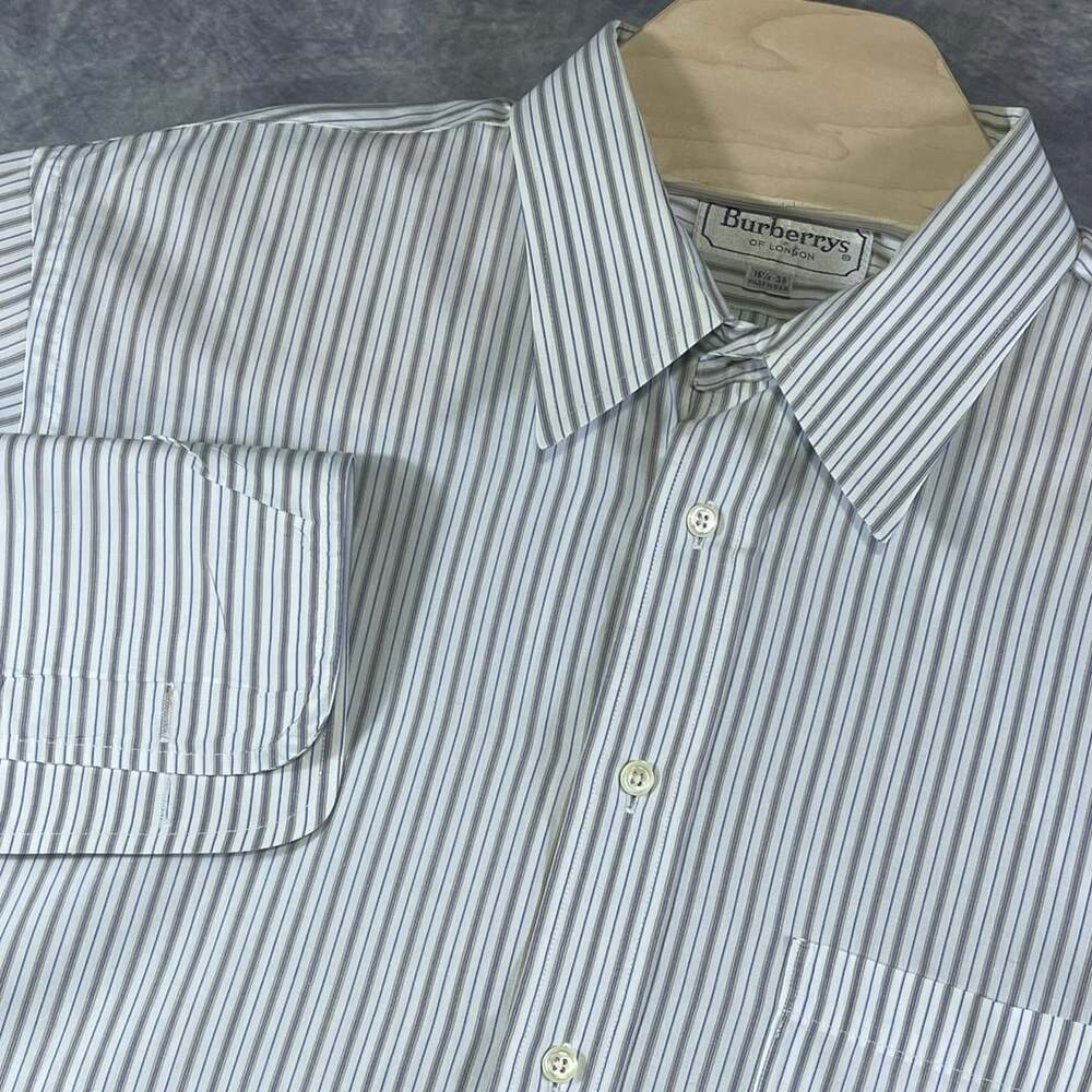 Burberrys Striped Long Sleeve Button Up Shirt Size 16.5-33 Made in USA